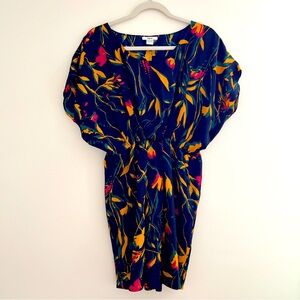 Bar III Elegant Blue Tropical Floral Print Mini Dress - Size SM